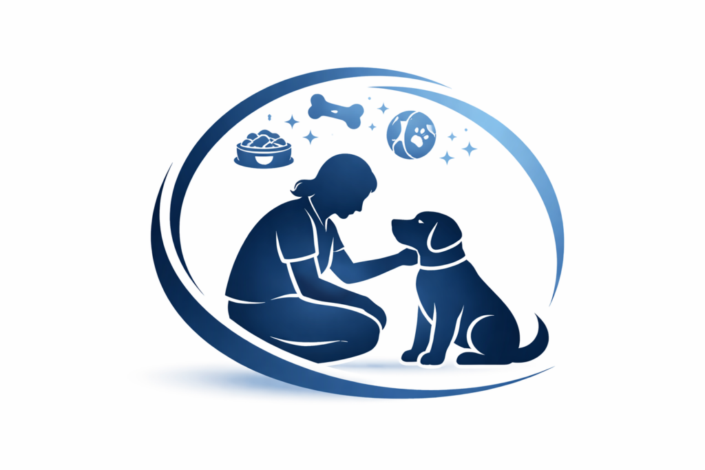 Icono de persona interactuando con su perro en un entorno cotidiano