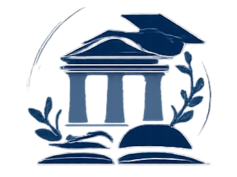 Icono de perro con birrete sobre un edificio representando formación en intervenciones asistidas con perros.