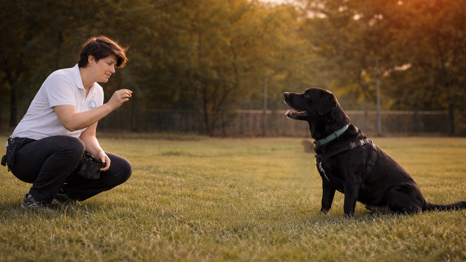 Adiestramiento profesional de un perro de asistencia labrador negro por Paloma García en la Asociación Española de Perros de Apoyo